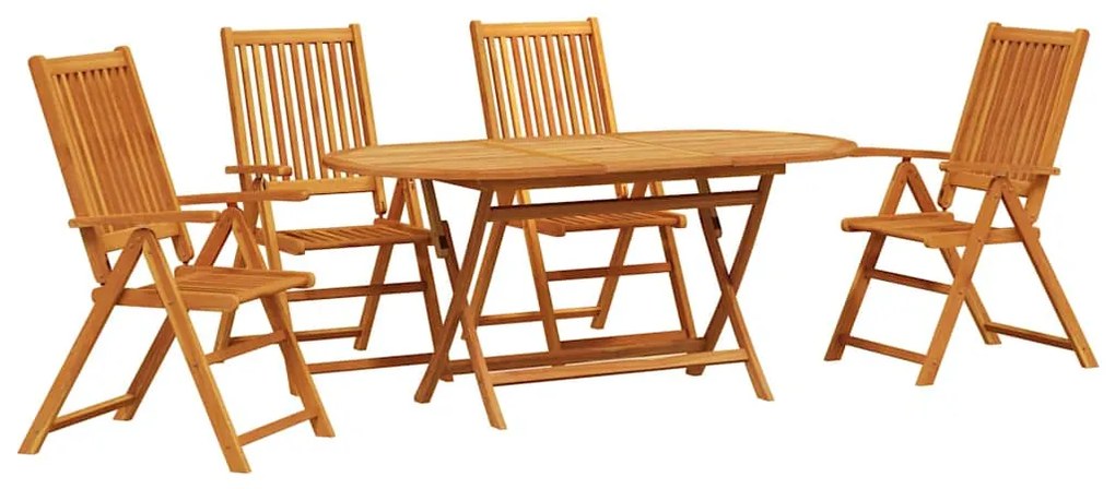 Conjunto de Jantar ao Ar Livre 5 pcs Madeira Natural Grande