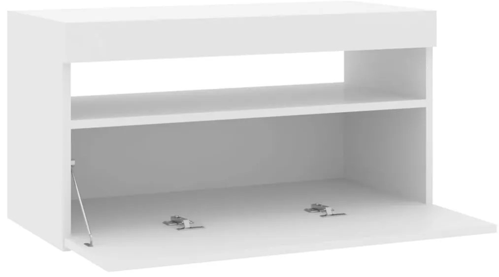 Móvel de TV com luzes LED 75x35x40 cm branco brilhante