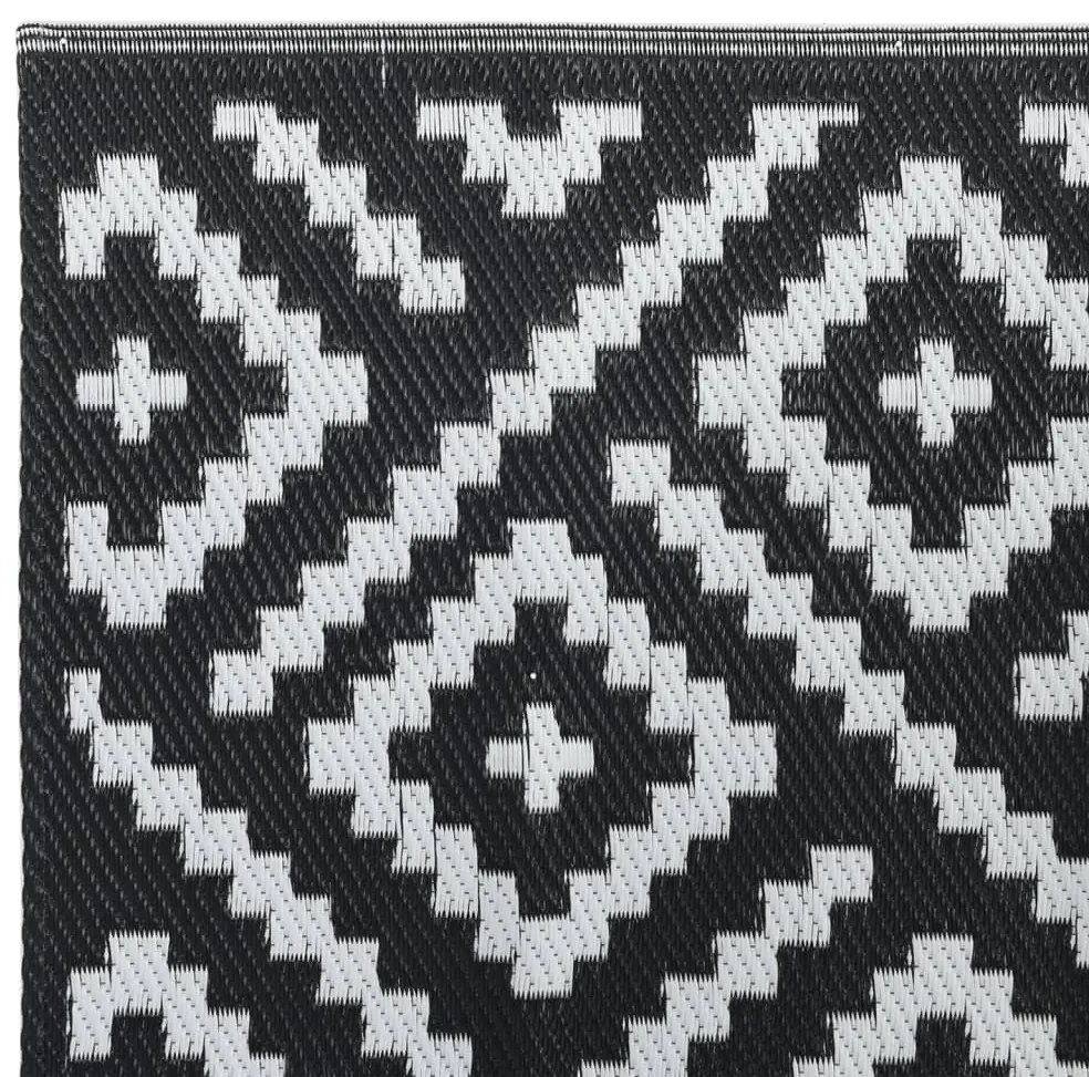 Tapete de exterior 80x150 cm ARAKIL PP branco e preto
