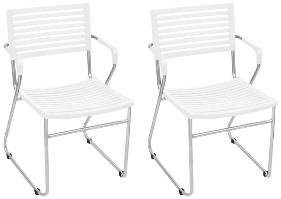 241021 vidaXL Cadeiras de jantar empilháveis 2 pcs plástico branco