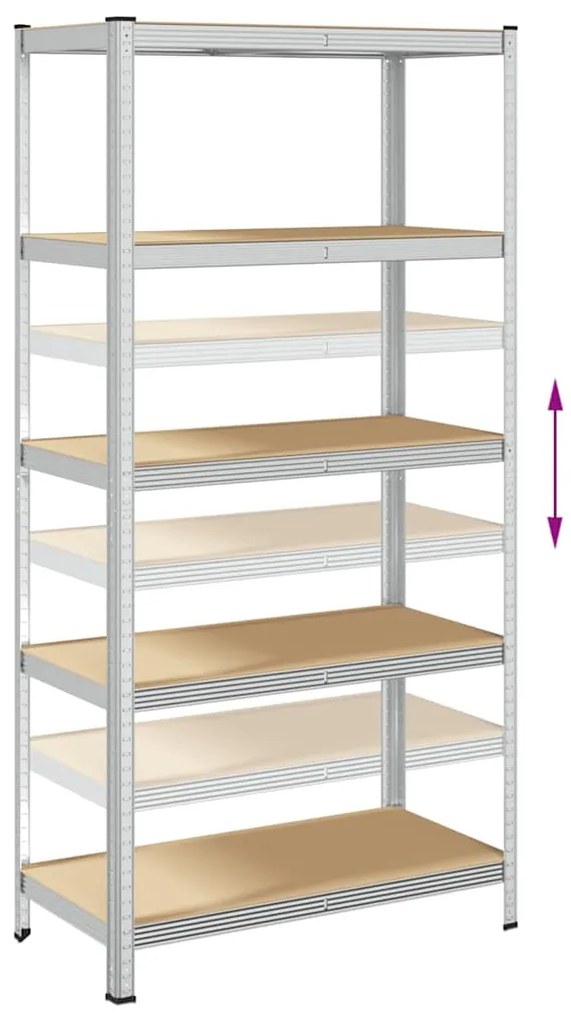 Prateleiras de armazenamento de 5 camadas 2 pcs aço prateado