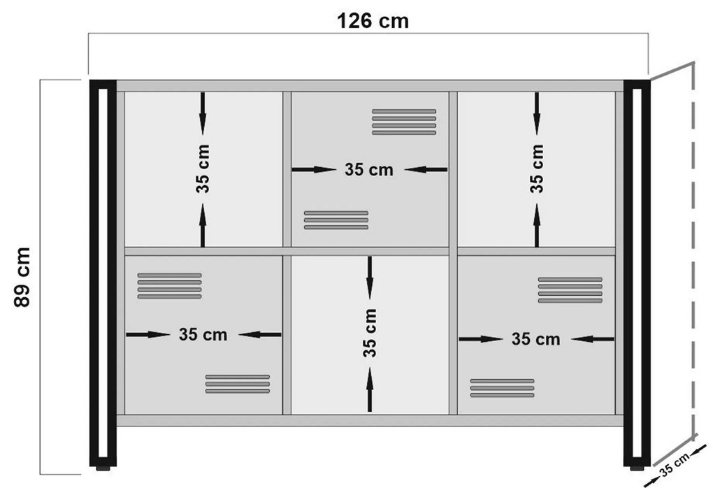 Estante Cosmo – Pinho Atlântico Preto – 126x89x35 cm