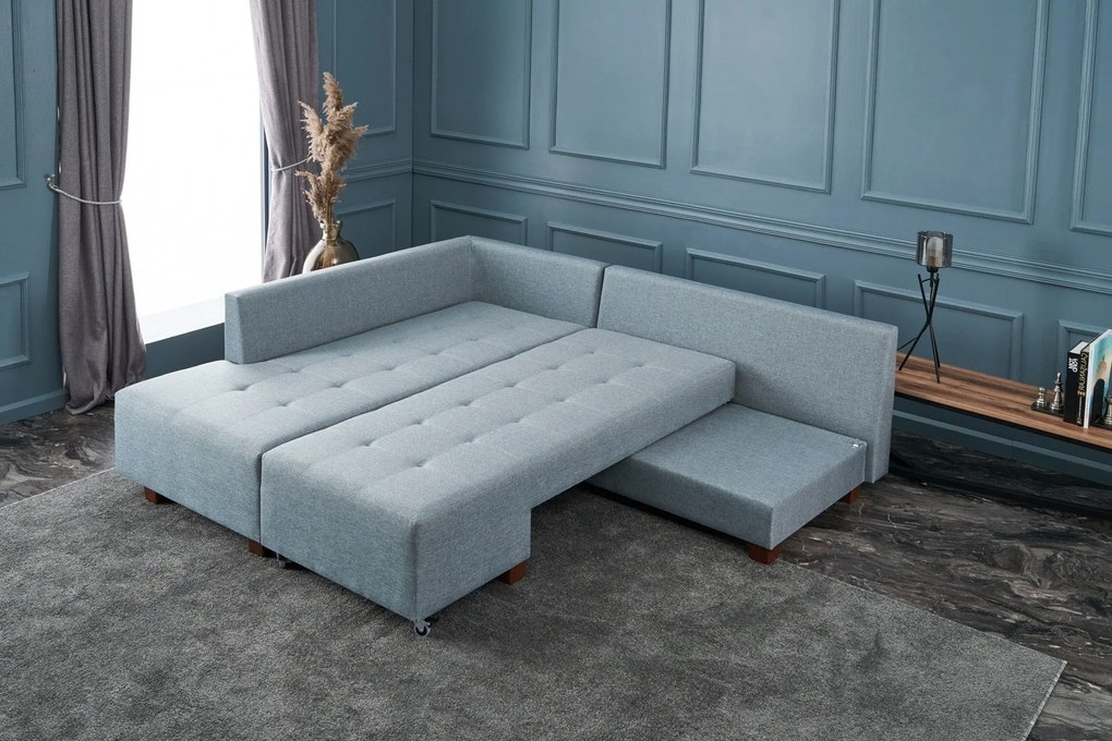 Sofá-Cama de Canto Manama – Azul Claro – 280x85x206 cm