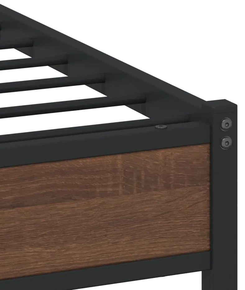 Estrutura de cama sem colchão 90x200 cm metal carvalho castanho