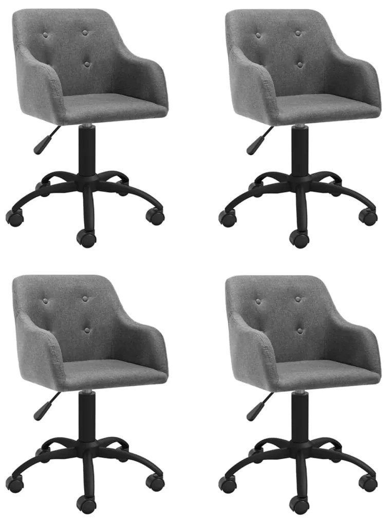 vidaXL Cadeiras de jantar giratórias 4 pcs tecido cinzento-claro