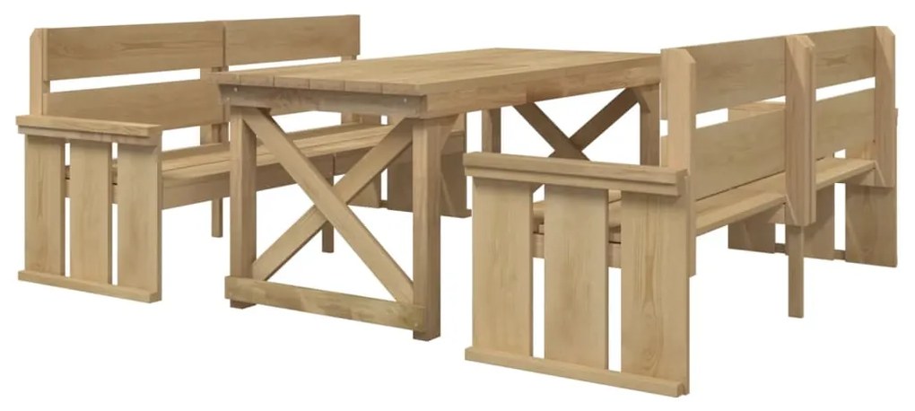 3 pcs conjunto de jantar para jardim pinho impregnado maciço
