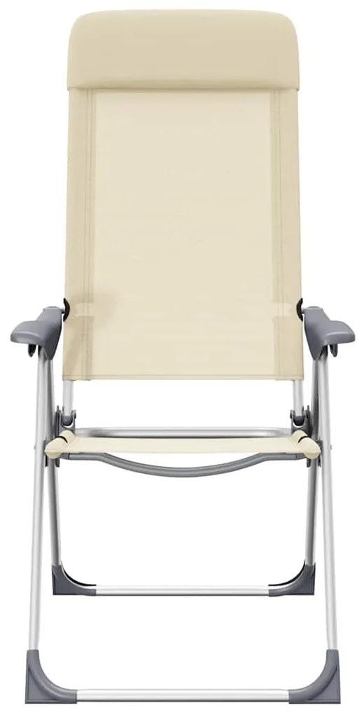 Cadeiras de campismo dobráveis 2 pcs alumínio creme