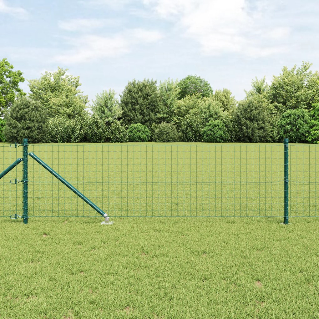 Cerca Euro com 13 Postes Espigão 0.4x50 m Aço Galvanizado Verde
