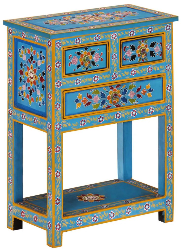 vidaXL Aparador 55x30x76 cm madeira de mangueira maciça turquesa