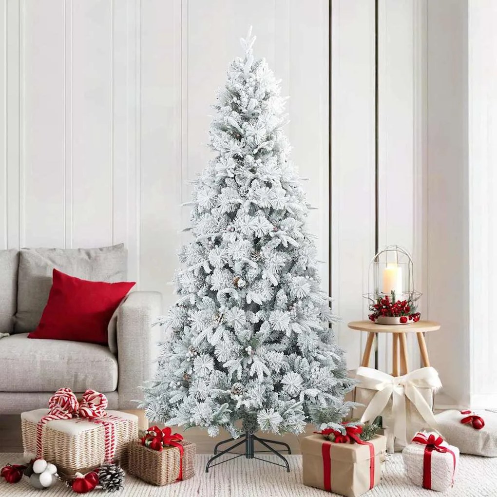 vidaXL Árvore de Natal Artificial Articulada Nevado Flocked Branco