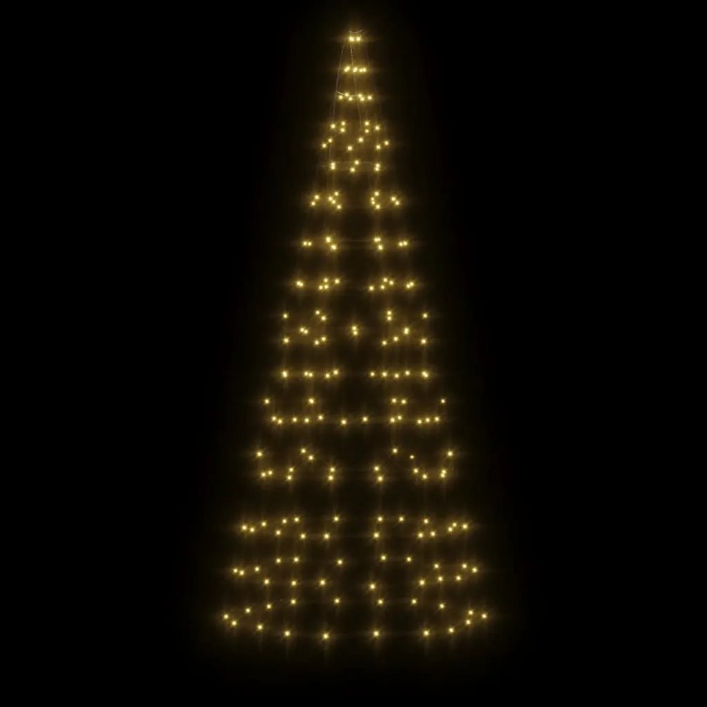 Árvore de Natal LED no mastro 200 LEDs branco quente 180 cm