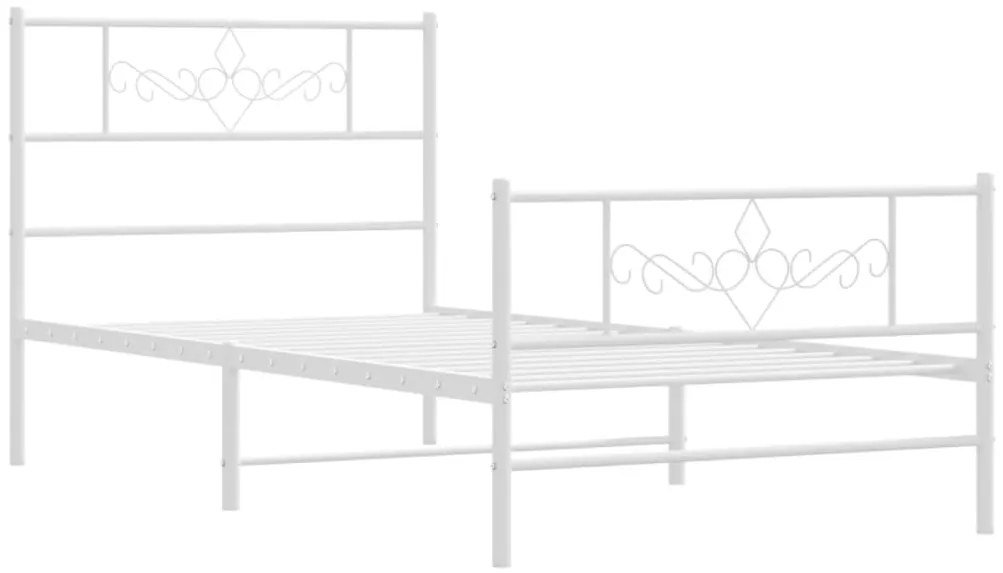 Estrutura de cama com cabeceira e pés 90x200 cm metal branco