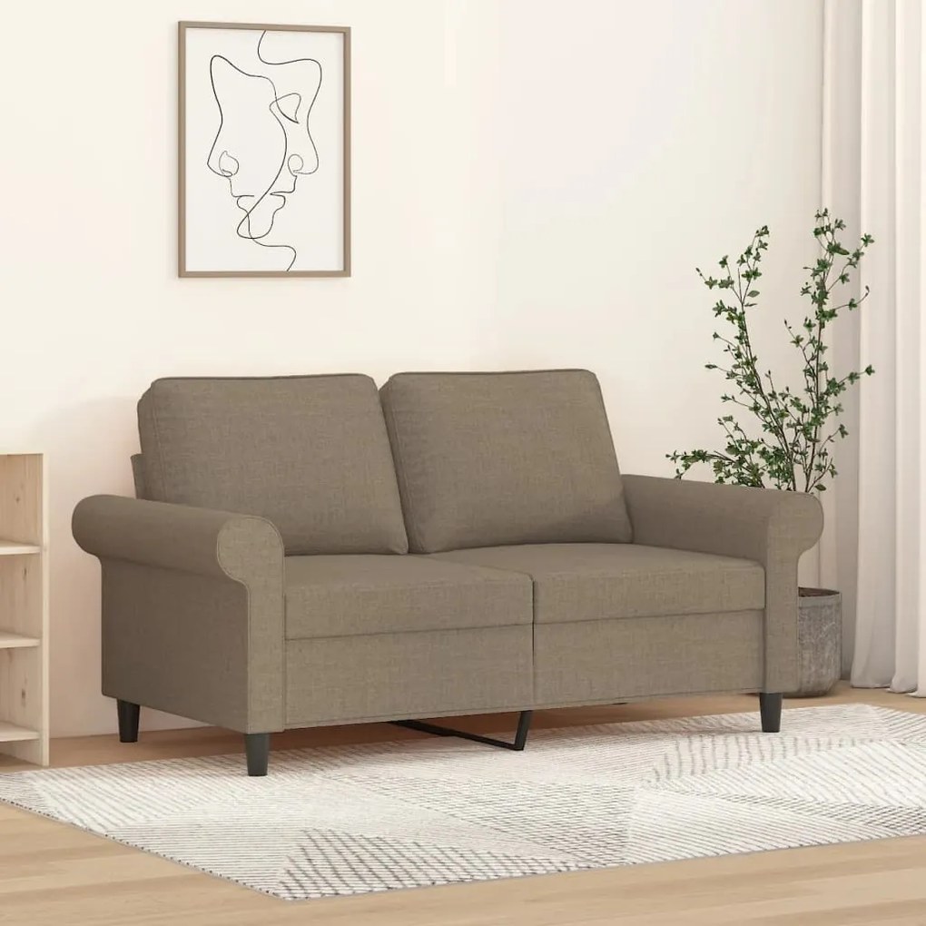 Sofá de 2 lugares tecido 120 cm cinzento-acastanhado