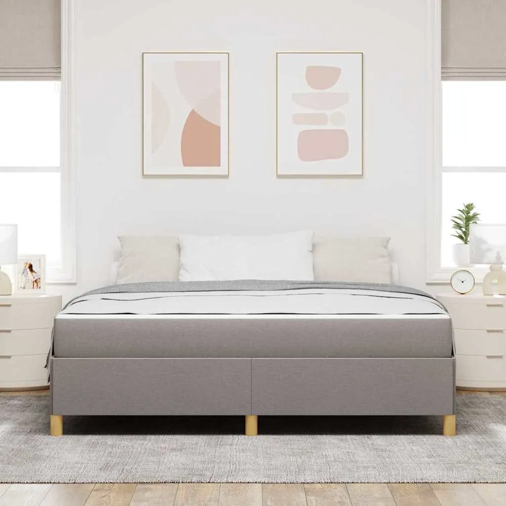 Cama Box Outros Taupe e Branco 180 x 200 cm tecido