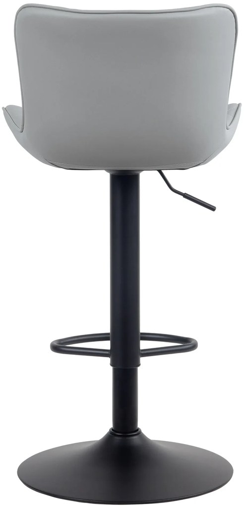 Banco de bar Emma em couro sintético e com estrutura preta 48 x 83-107 x 54 cm Cinzento