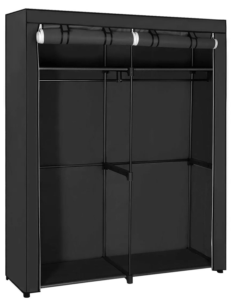 Guarda-roupa SONGMICS, guarda-roupa para quarto com 2 varões, guarda-roupa portátil de tecido, dobrável, cabideiro para armário, 43 x 140 x 174 cm, preto RYG02BK