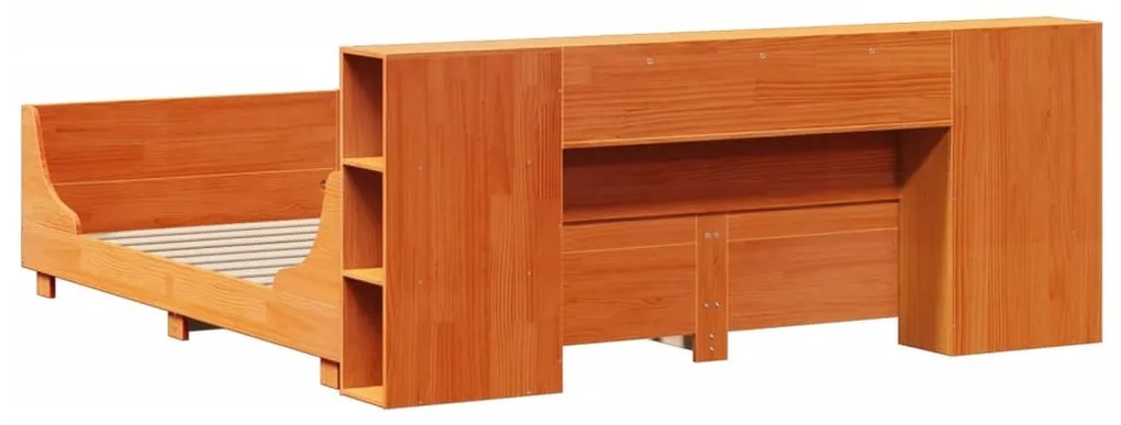 Cama sem colchão 200x200 cm pinho maciço castanho-mel