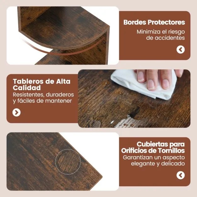 Estante de canto 20 x 20 x 126 cm de 5 níveis Organizador de armazenamento montado na parede para sala, quarto e cozinha Castanho