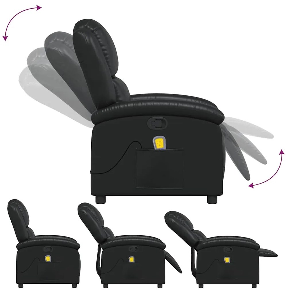 Poltrona de massagens reclinável couro artificial preto