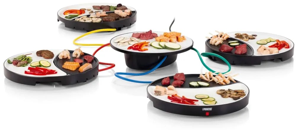 426517 Princess Grelhador de mesa p/ 4 pessoas Dinner4All 1000W branco/preto