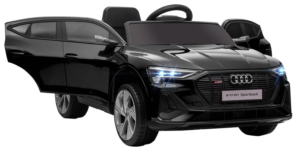 HOMCOM Carro Elétrico Audi E-Tron 12V com Faróis Buzina Música MP3 TF USB e Abertura da Porta 3-8km/h 108x60x47 cm Preto