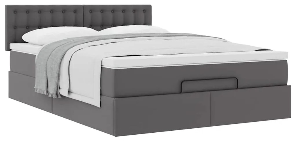 Estrutura de cama otomana com colchão 140x190 cm cinzenta