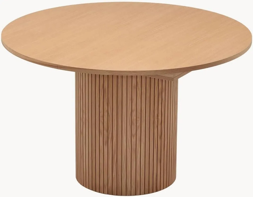 Mesa de jantar redonda extensível em madeira de carvalho Toscana, Ø 120-160 cm
