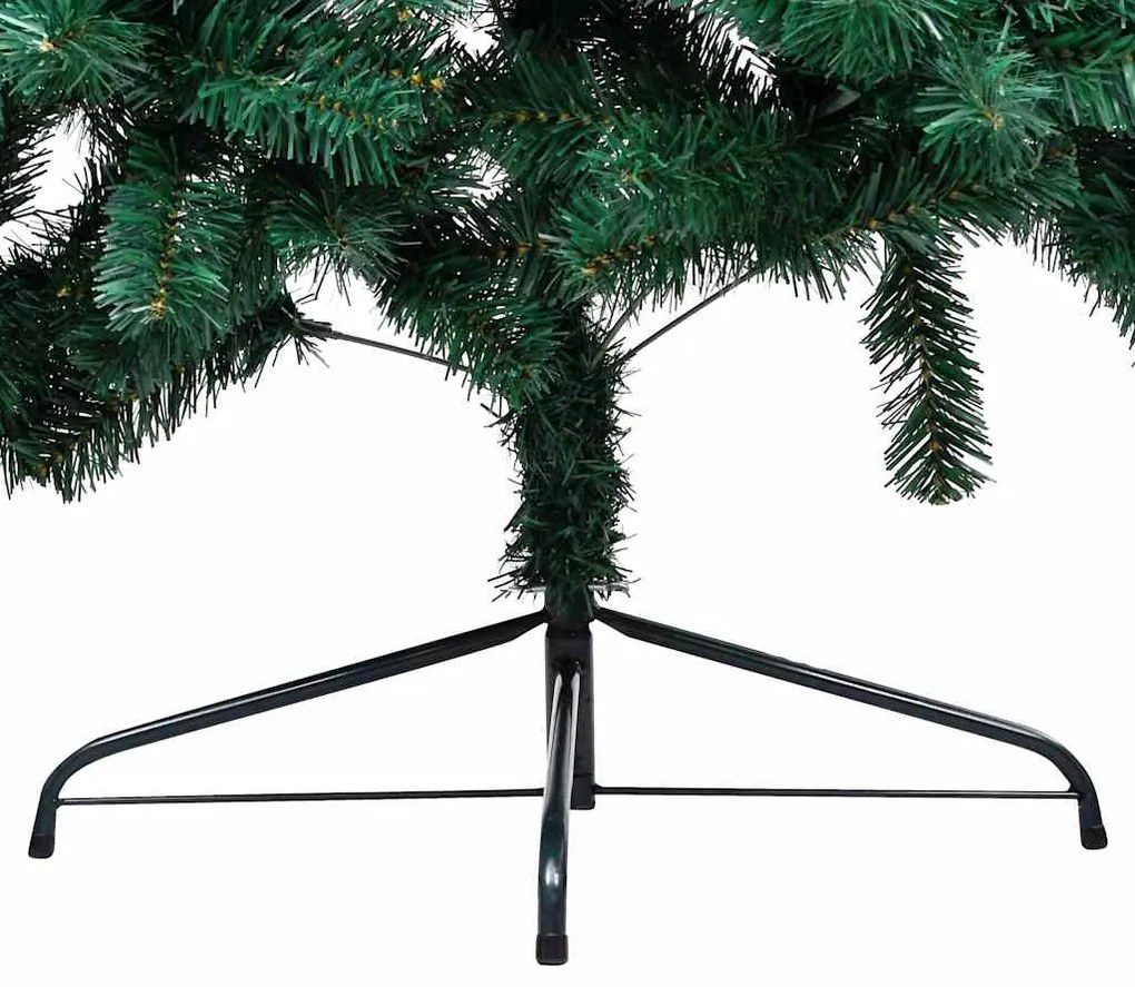 Meia árvore Natal artificial pré-iluminada c/ bolas verde