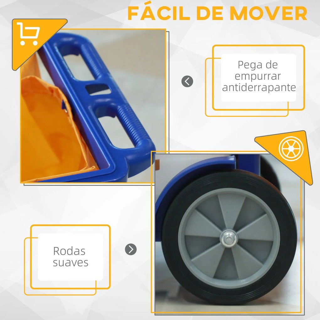 Carro de Limpeza com Bolsa Carrinho de Limpeza com Rodas e 3 Prateleir