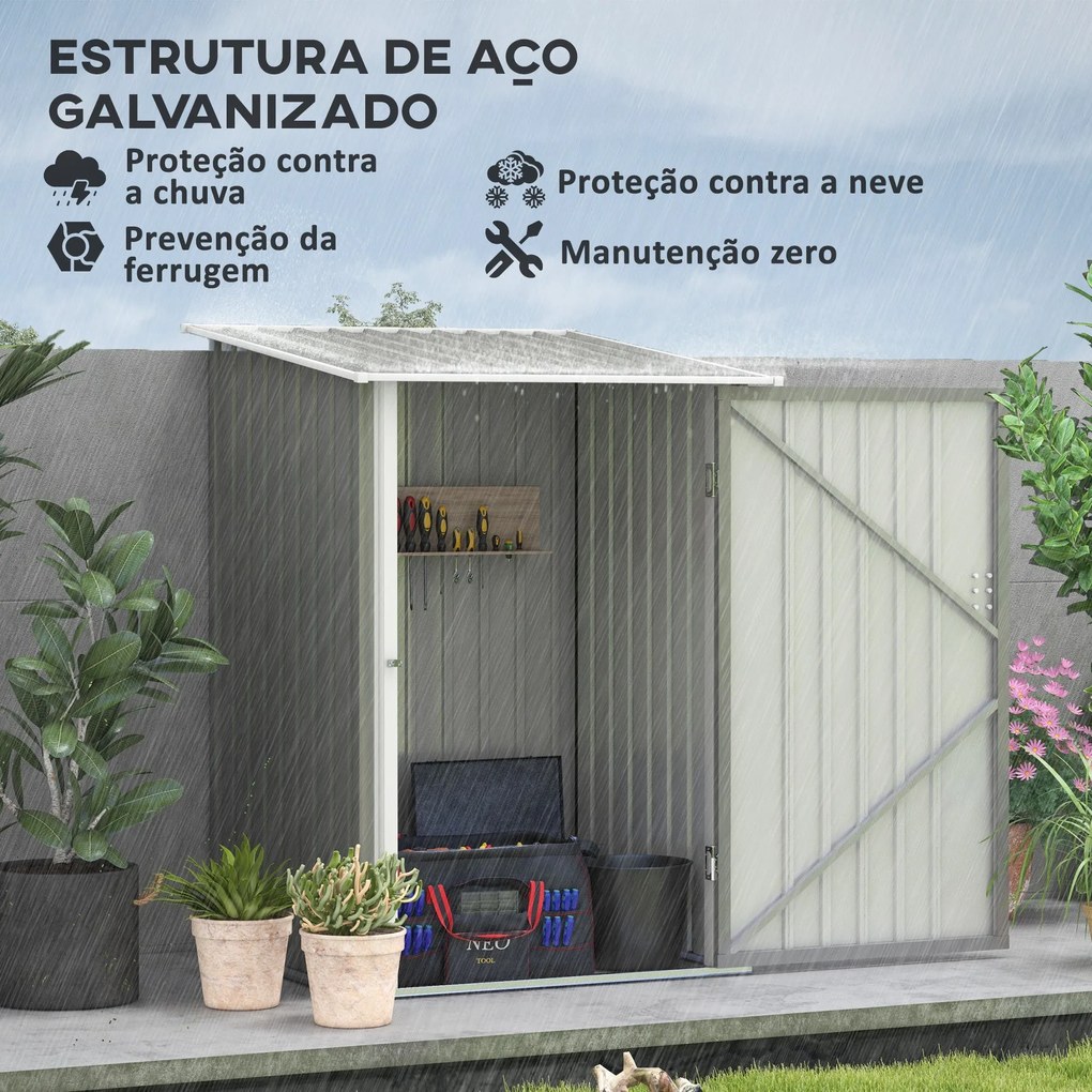 Abrigo de Jardim em Aço Galvanizado – 0,92 m² – 100x103x160 cm – Porta