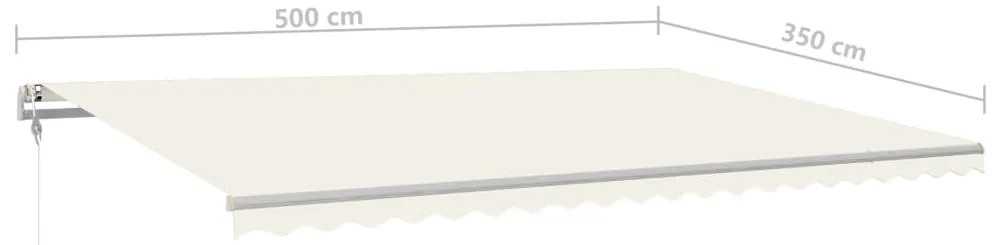 Toldo retrátil manual com luzes LED 5x3,5 m cor creme