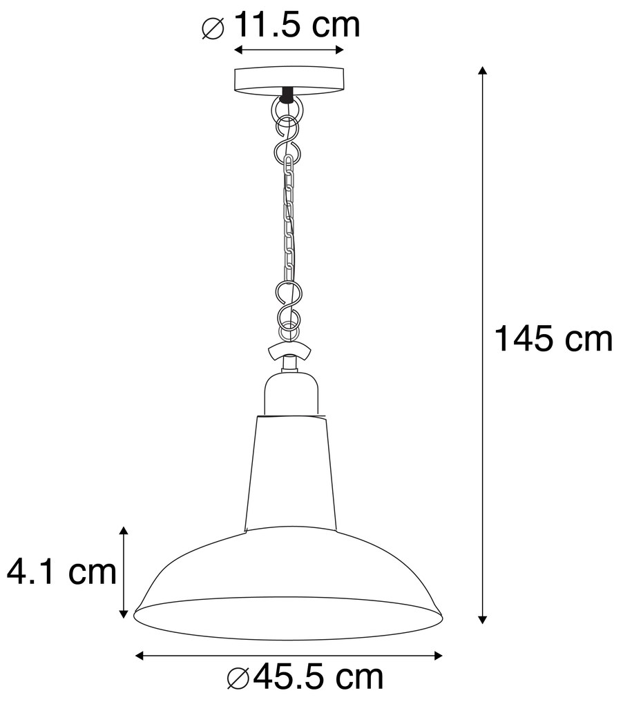 Candeeiro de suspensão industrial preto - Warrior Industrial,Retro
