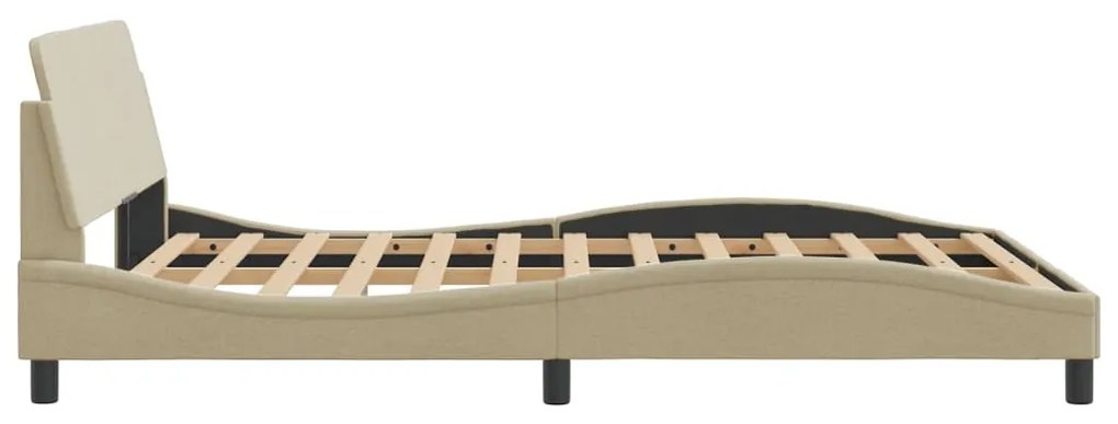 Estrutura de cama c/ cabeceira tecido cor creme 140x190 cm