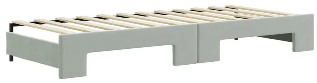 Sofá-cama c/ gavetão e gavetas 80x200 cm veludo cinzento-claro