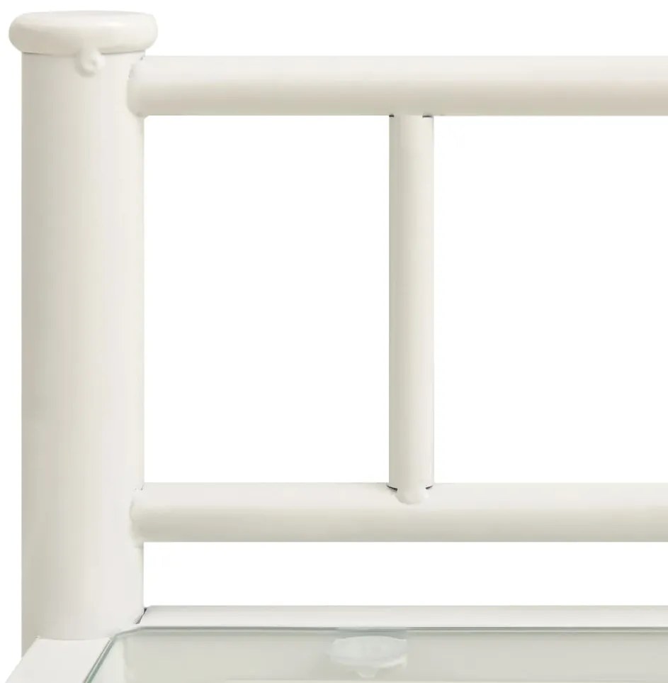Mesas de cabeceira 2 pcs metal branco e vidro transparente