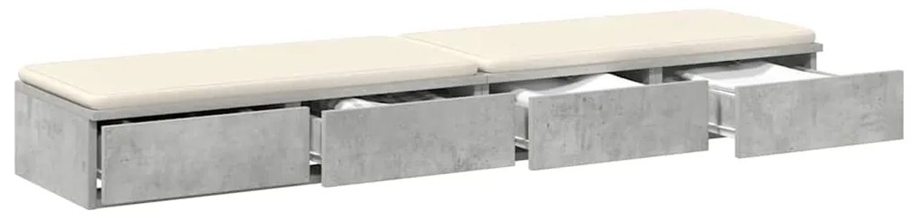Gavetas de cama em Cinza Cimento - 135x36.5x16.5 cm Feitas de Madeira
