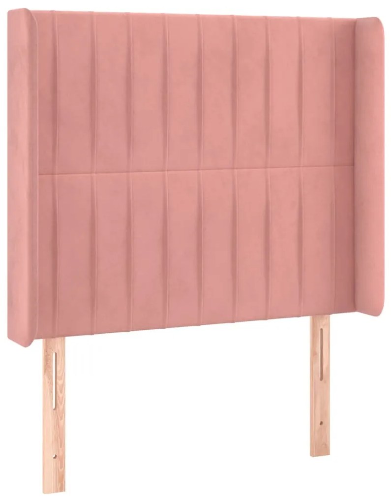 Cama box spring c/ colchão/LED 80x200 cm veludo rosa