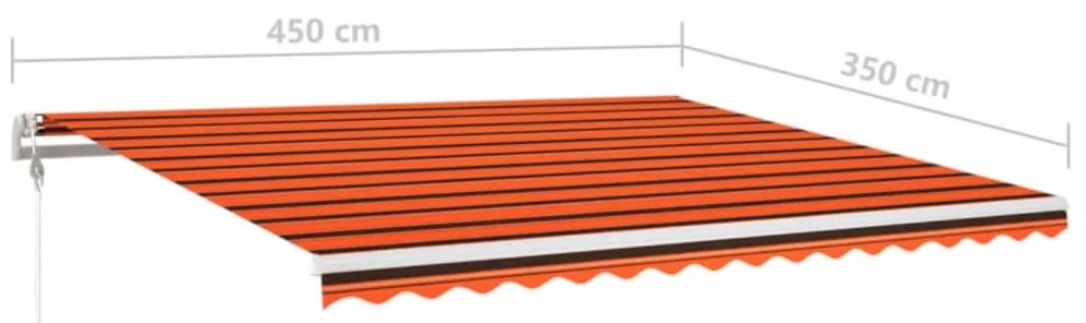 Toldo autom. LED e sensor de vento 450x350 cm laranja/castanho