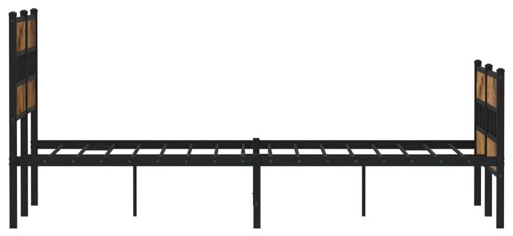Estrutura de cama sem colchão 120x200 cm metal carvalho fumado