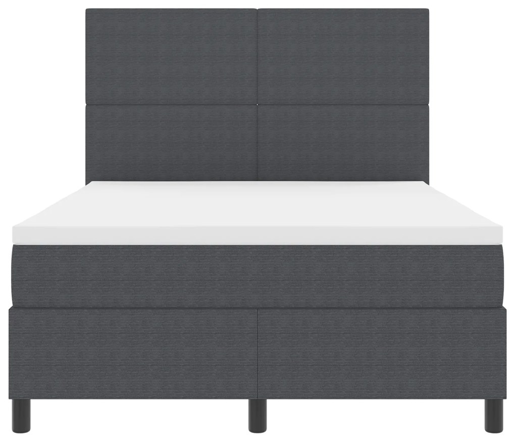 Cama Box com Colchão Cinza Escuro 160x200 cm Tecido de Corduroy