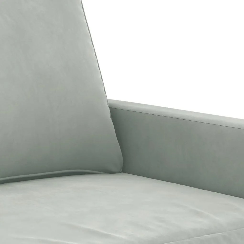 3 pcs conjunto de sofás com almofadões veludo cinzento-claro