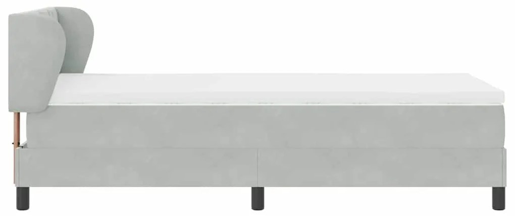 Cama Box Spring com Colchão VidaXL Cinza Claro 90x200 cm Veludo