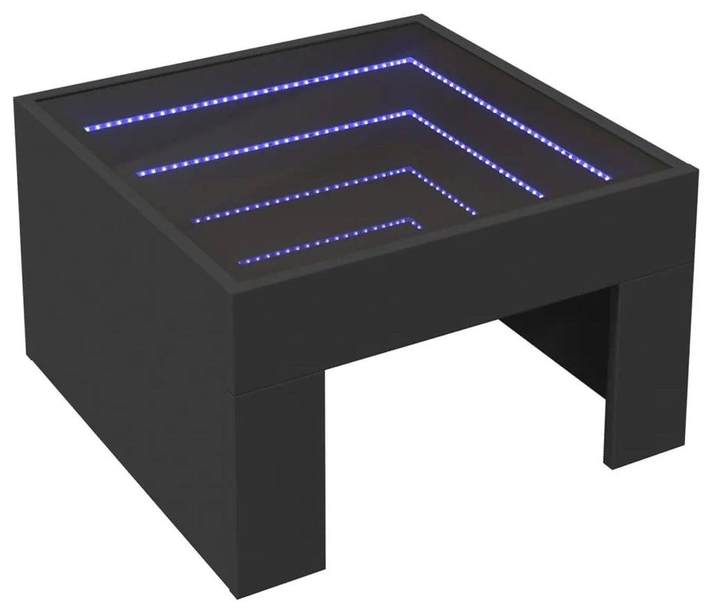 Mesa de centro luzes LED Infinity 50x50x30 cm preto