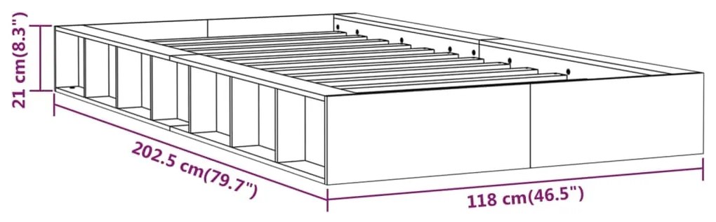 Estrutura de cama 100x200 cm madeira maciça