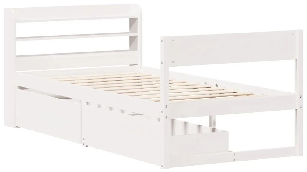 Cama sem colchão 75x190 cm madeira de pinho maciça branco
