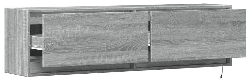 Móvel de parede p/ TV c/ luzes LED 140x31x38 cm cinzento sonoma