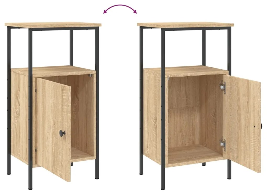 Mesas cabeceira 2pcs 41x31x80 cm deriv. madeira carvalho sonoma