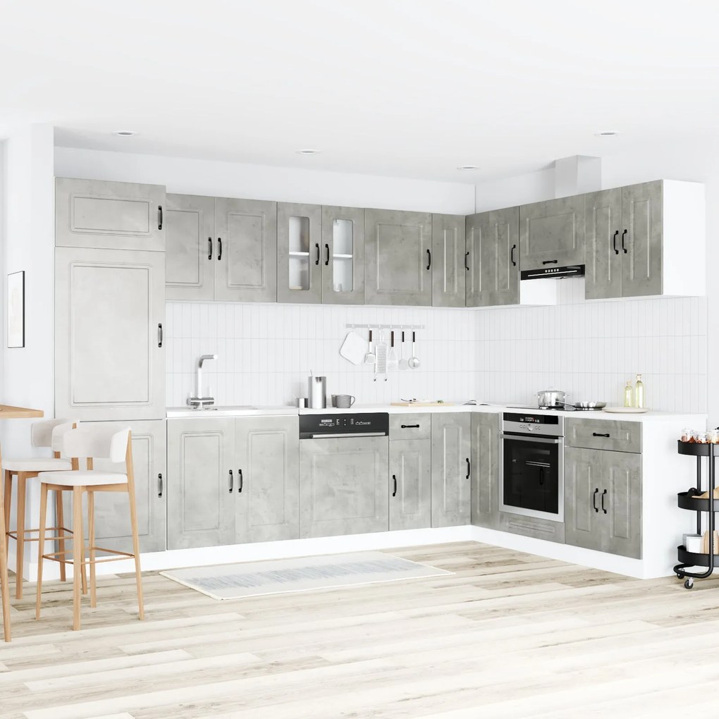 Armário de Cozinha vidaXL "Kalmar" com Pias Duplas em Cinza Concreto M