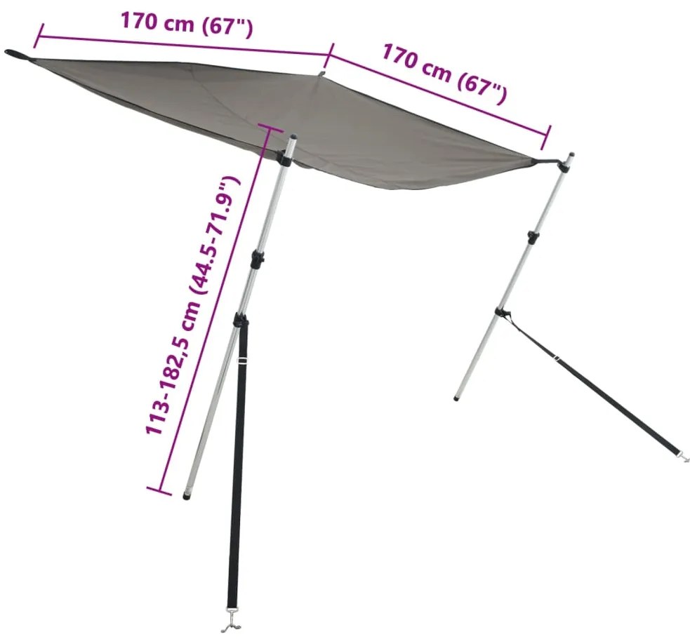 Conj. extensão de toldo em T 170x170x(113-182,5) cm antracite