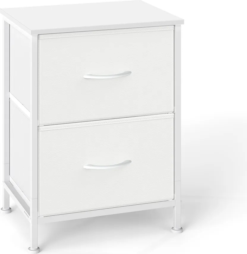 Mesa cabeçeira com 2 gavetas forradas a tecido 30 x 39,6 x 52,2 cm Branca